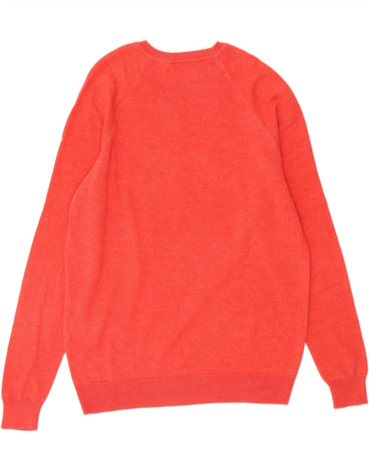 SUPERDRY Mens V-Neck Jumper Sweater Large Red Cotton Vintage Superdry and Second-Hand Superdry from Messina Hembry 