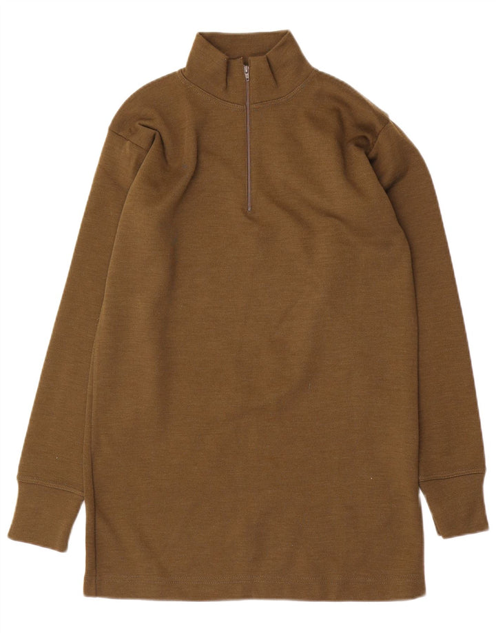 Vintage Herren-Pullover mit Reißverschluss, mittleres Khaki, Polyamid