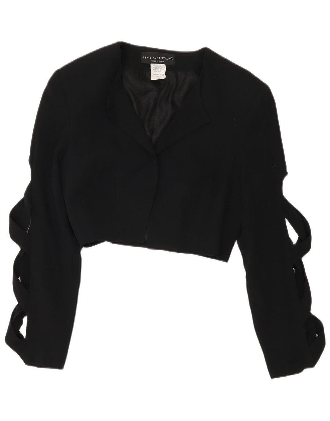 Vintage Damen Bolero Jacke IT 44 Medium Schwarz Acetat
