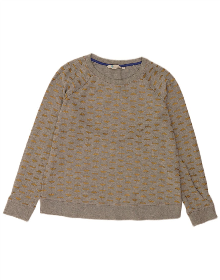 Boden Damen-Sweatshirt mit abstraktem Muster, UK 14, mittelgraue Baumwolle