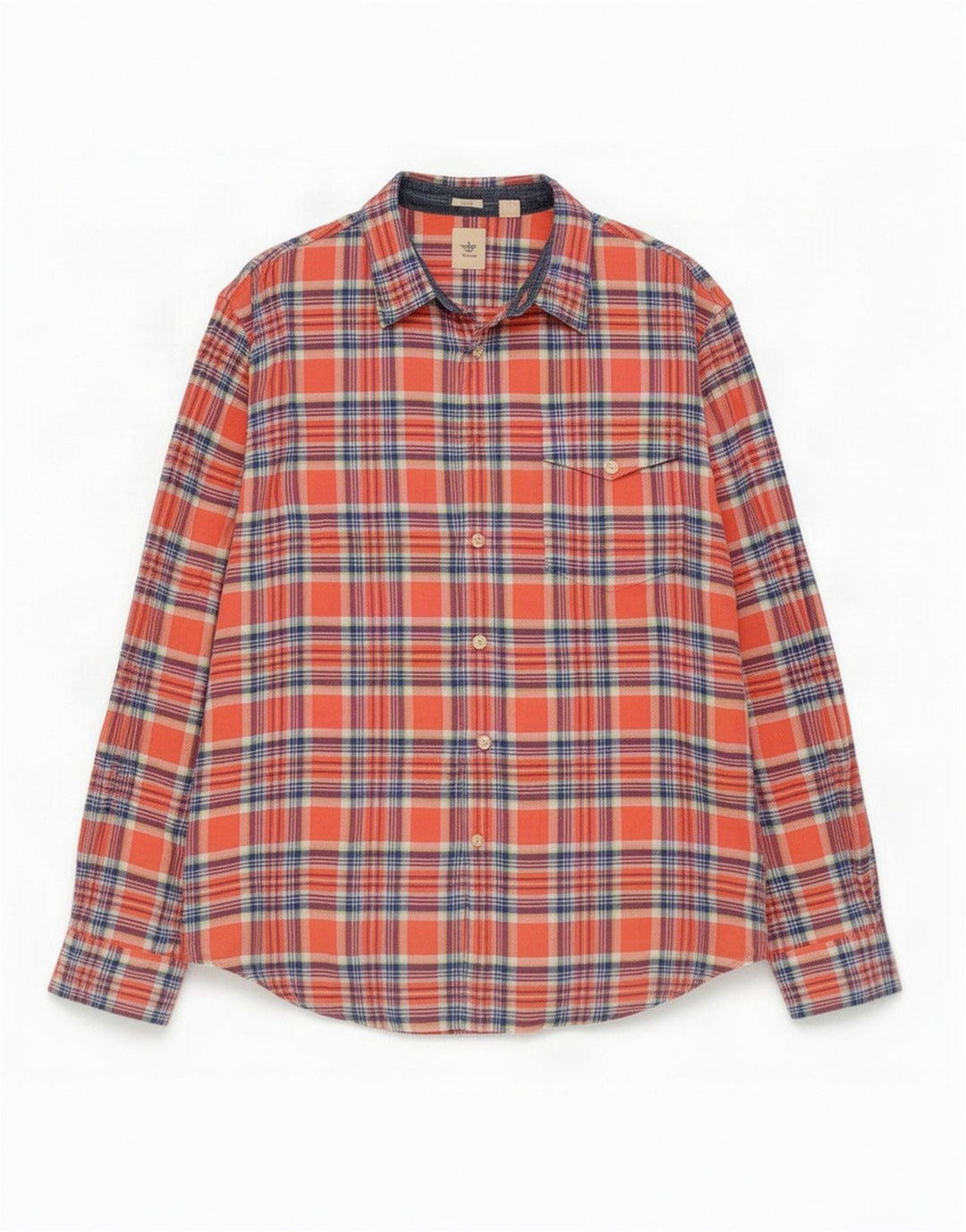 Dockers Tailliertes Flanellhemd für Herren, groß, orange kariert