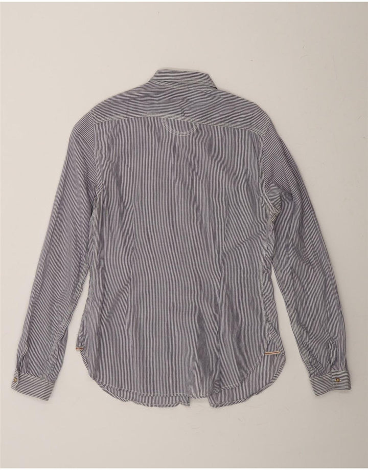 MASSIMO DUTTI Womens Shirt UK 12 Medium Blue Striped Cotton Vintage Massimo Dutti and Second-Hand Massimo Dutti from Messina Hembry 