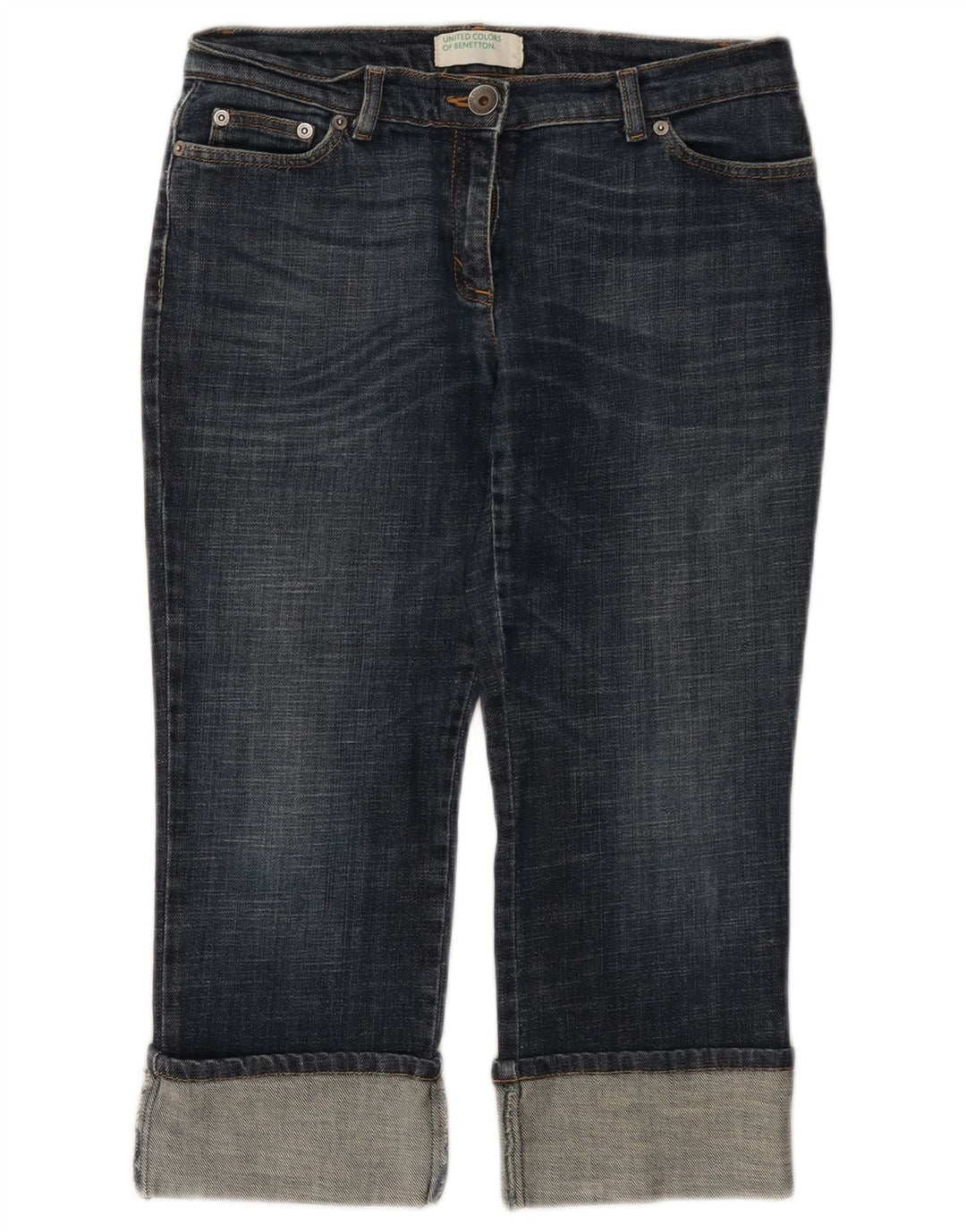 BENETTON Damen Capri-Jeans W28 L21 Blau