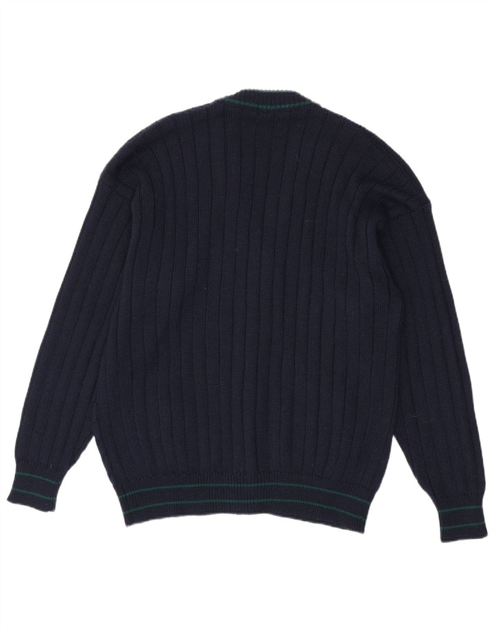Vintage Herren Cardigan Pullover Medium Marineblau