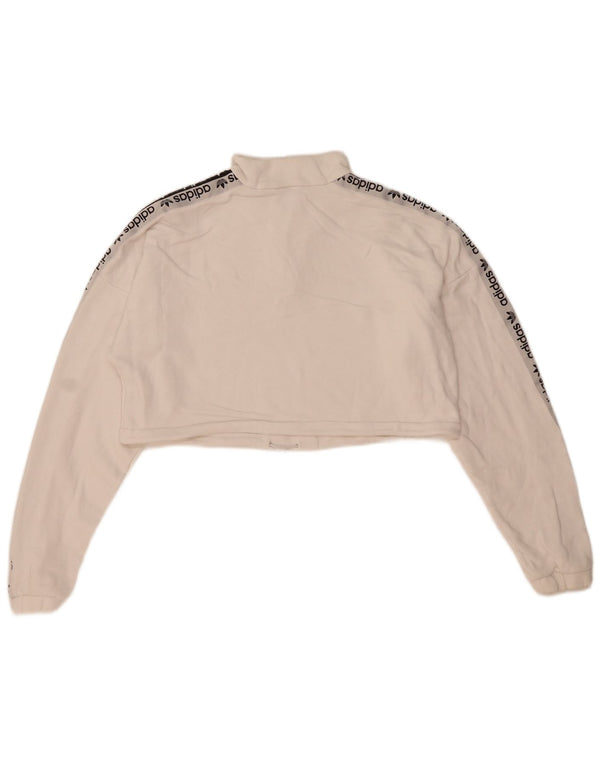 Adidas Damen Oversize Graphic Crop Sweatshirt Pullover UK 12 Mittelweiß