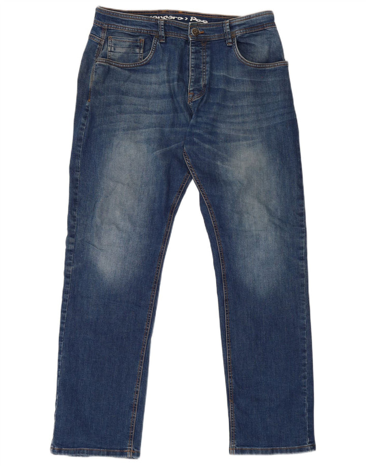 Kangaroo Poo Herren Straight Jeans W36 L32 Blaue Baumwolle