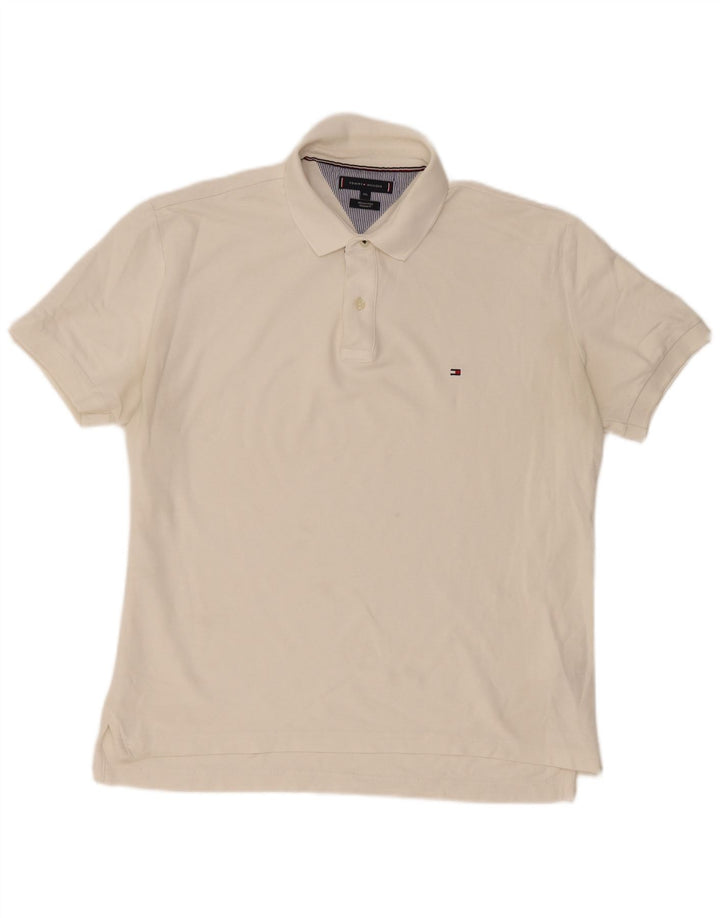 Tommy Hilfiger Herren-Poloshirt mit normaler Passform, 2XL, weiße Baumwolle