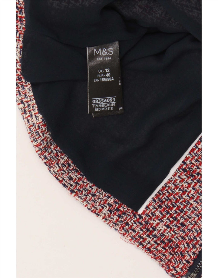 Marks & Spencer Damen Crop Blazer Jacke UK 12 Mittelrot gefleckte Baumwolle