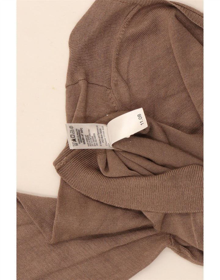Marks & Spencer Damen-Pullover mit V-Ausschnitt, UK 12, mittelbraune Viskose