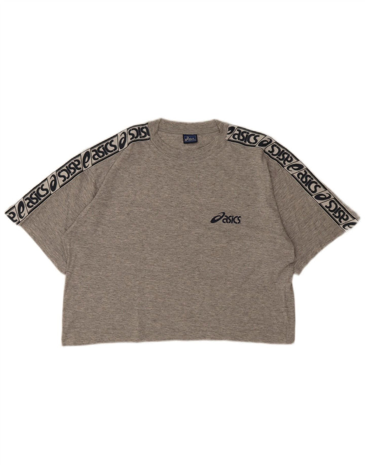 Asics Damen Crop Graphic T-Shirt Top UK 14 Mittelgrau meliert