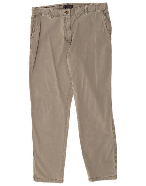 Marks & Spencer Damen Chinohose mit hoher Taille, UK 14, Größe L, W34, L28, Khaki