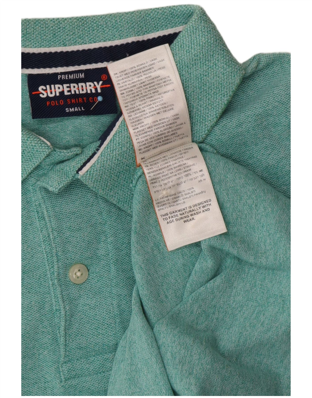 SUPERDRY Herren-Poloshirt, Größe S, grüne Baumwolle