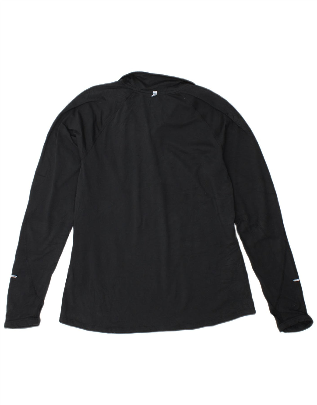 Nike Damen Dri Fit Zip Neck Top Langarm UK 14 Large Schwarz Polyester