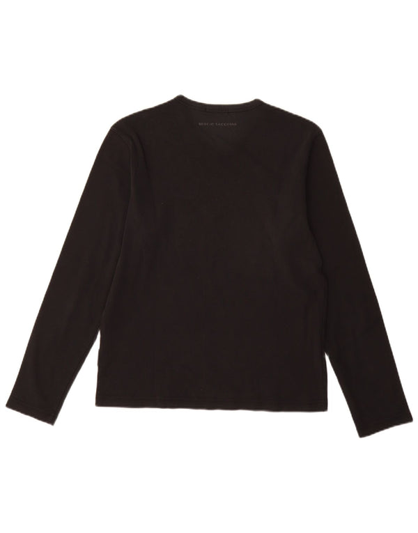 SERGIO TACCHINI Damen Top Langarm UK 12 Medium Schwarz Baumwolle