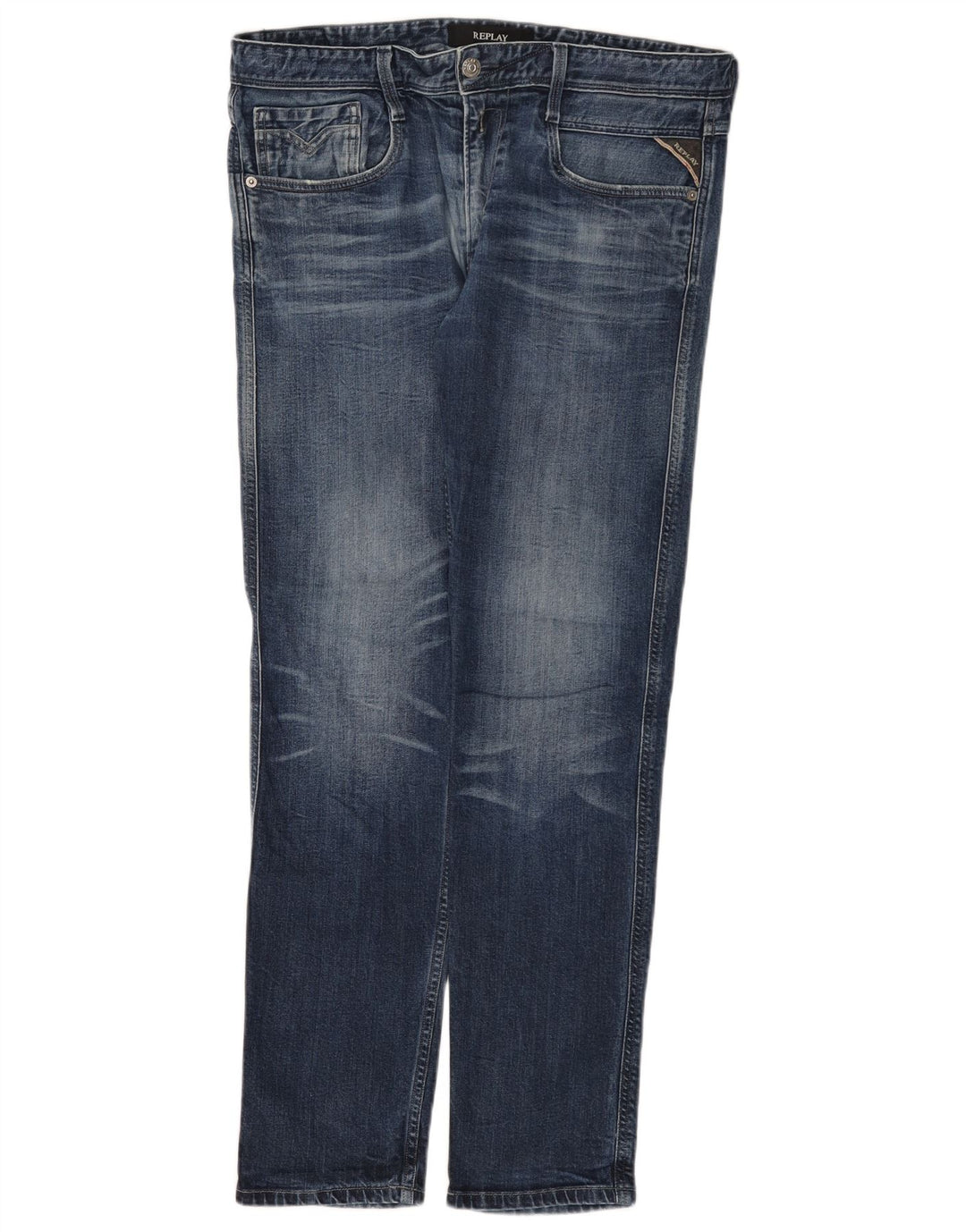 Replay Damen Slim Jeans W34 L32 Blaue Baumwolle