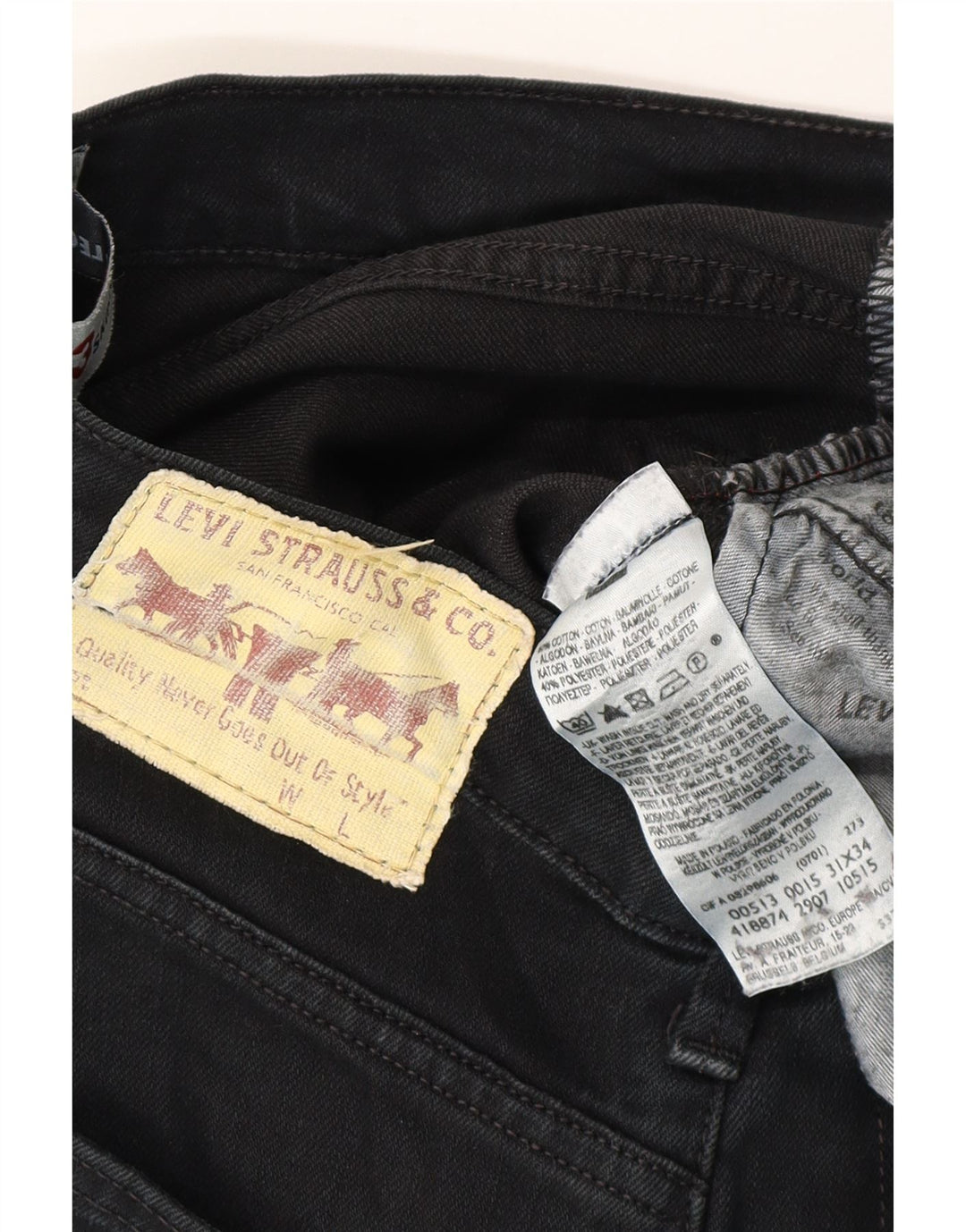 LEVI'S Herren 513 Skinny Jeans W31 L26 Schwarze Baumwolle