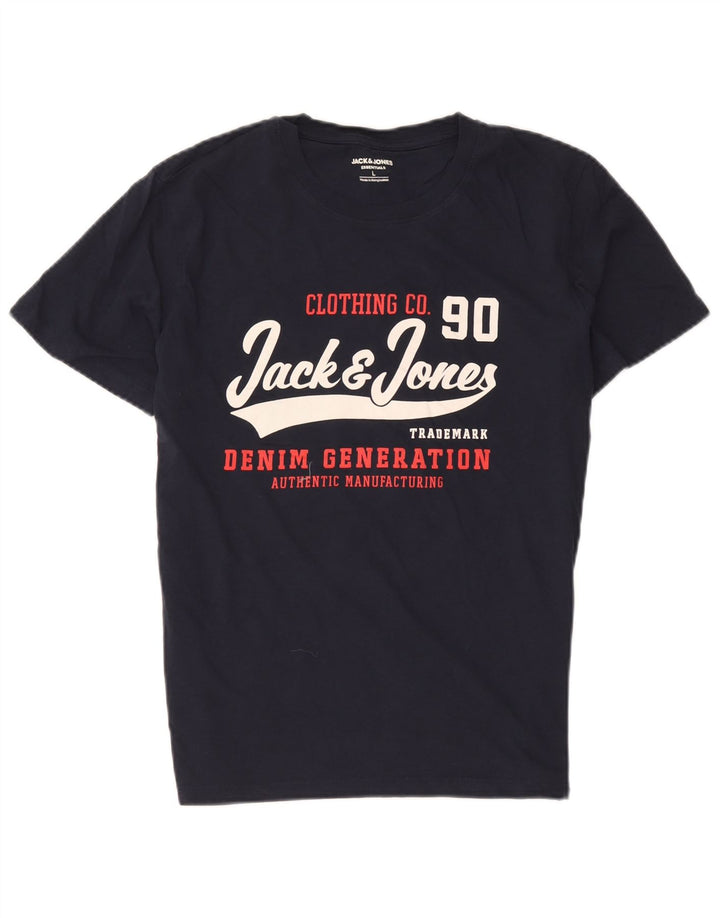 Jack & Jones Herren-T-Shirt mit Grafik, Größe L, Marineblau