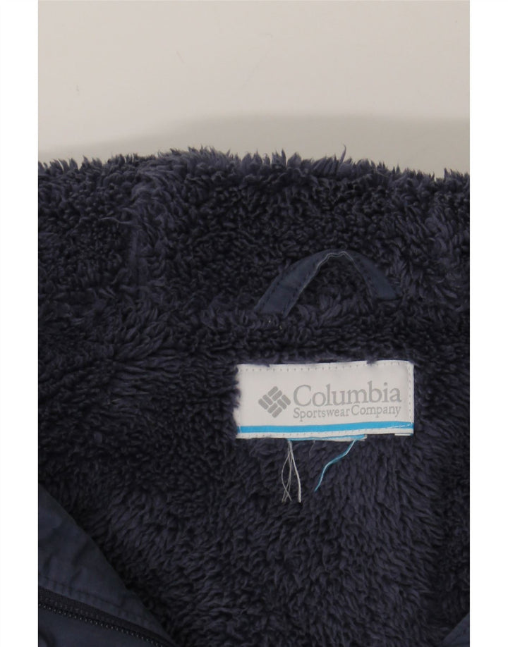COLUMBIA Womens Hooded Windbreaker Jacket UK 14 Medium Navy Blue Vintage Columbia and Second-Hand Columbia from Messina Hembry 