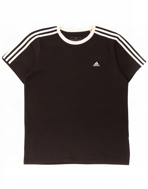Adidas Damen T-Shirt Top UK 12/14 Medium Schwarz Baumwolle