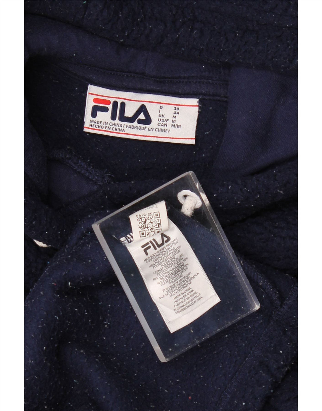 FILA Damen-Fleecepullover mit grafischer Kapuze, UK 14, mittelmarineblau, Polyester