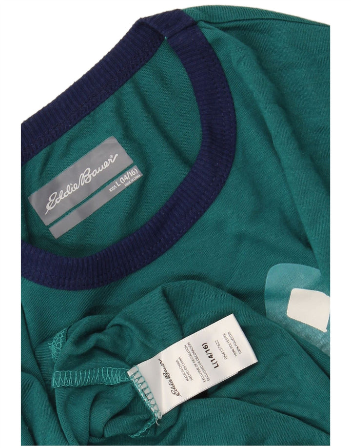 EDDIE BAUER Jungen Grafik-Top, langärmelig, 13–14 Jahre, Größe L, Grün