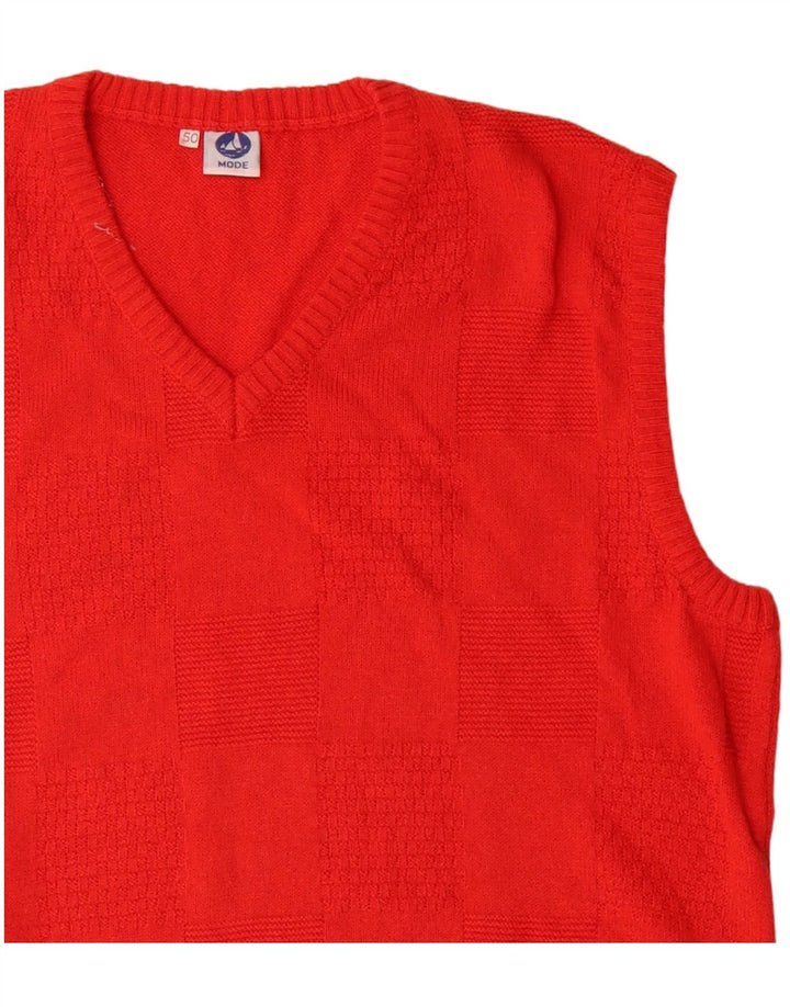 VINTAGE Herren Weste Tank Top IT 50 Mittelrote Baumwolle
