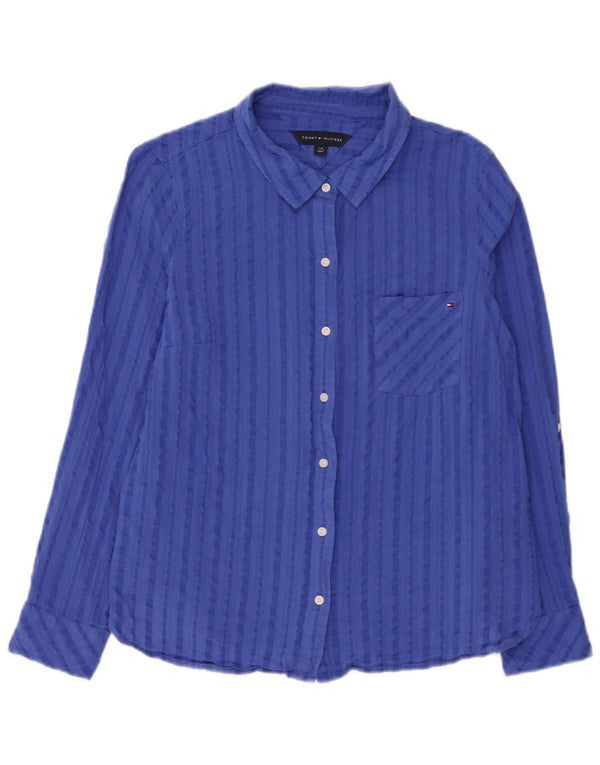 Tommy Hilfiger Damen-Hemd UK 16, groß, blau gestreift, Baumwolle