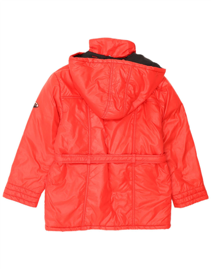 Wattierte Vintage-Jacke für Mädchen mit Kapuze, 15–16 Jahre, rotes Polyamid