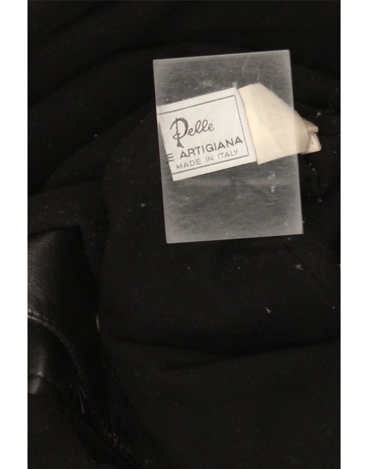 Vintage Damen Ledermantel IT 42 Mittelschwarzes Leder