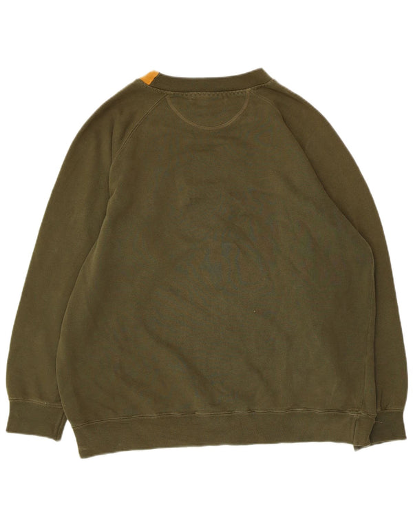 Übergroßer Damen-Sweatshirtpullover von Jaeger, UK 12, mittlere Khaki-Baumwolle mit Blumenmuster