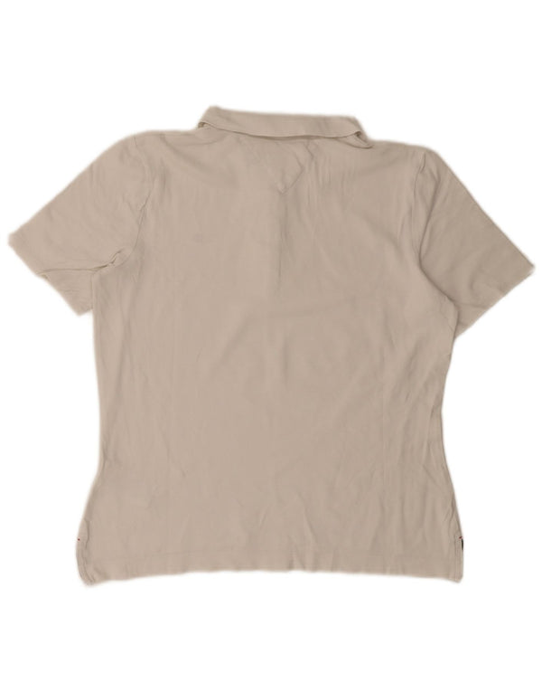 Tommy Hilfiger Damen-Poloshirt mit normaler Passform, UK 14, mittelweiße Baumwolle