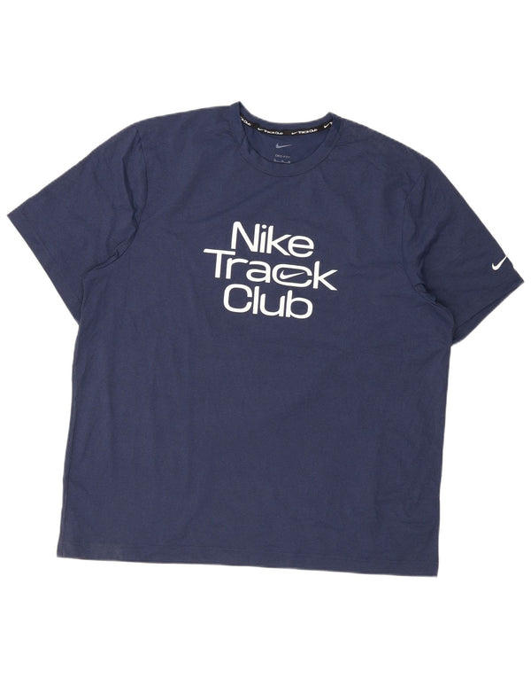 Nike Herren Dri Fit Graphic T-Shirt Top XL Marineblau Polyester
