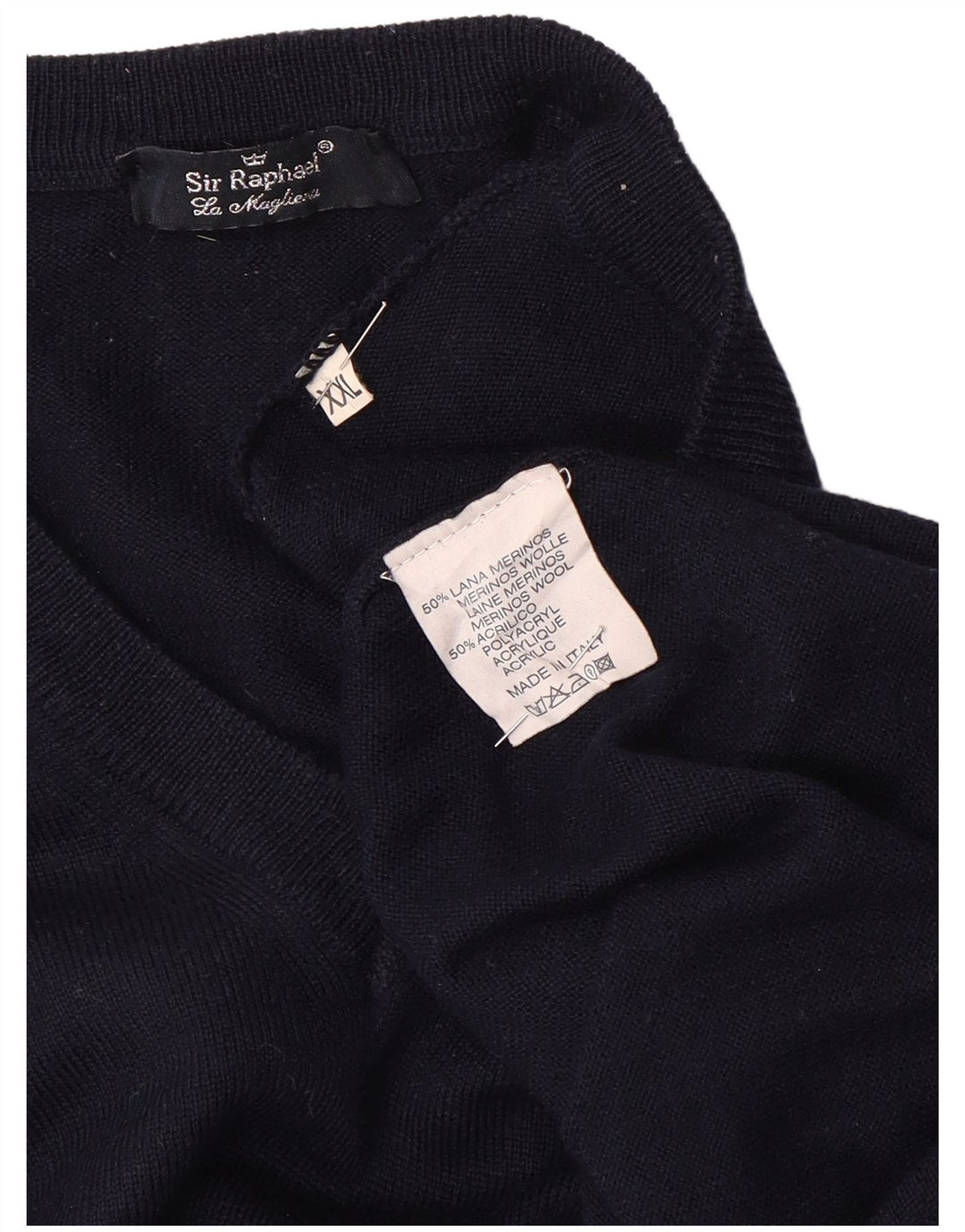 SIR RAPHAEL Herren-Pullover mit V-Ausschnitt, 2XL, Marineblau, Acryl