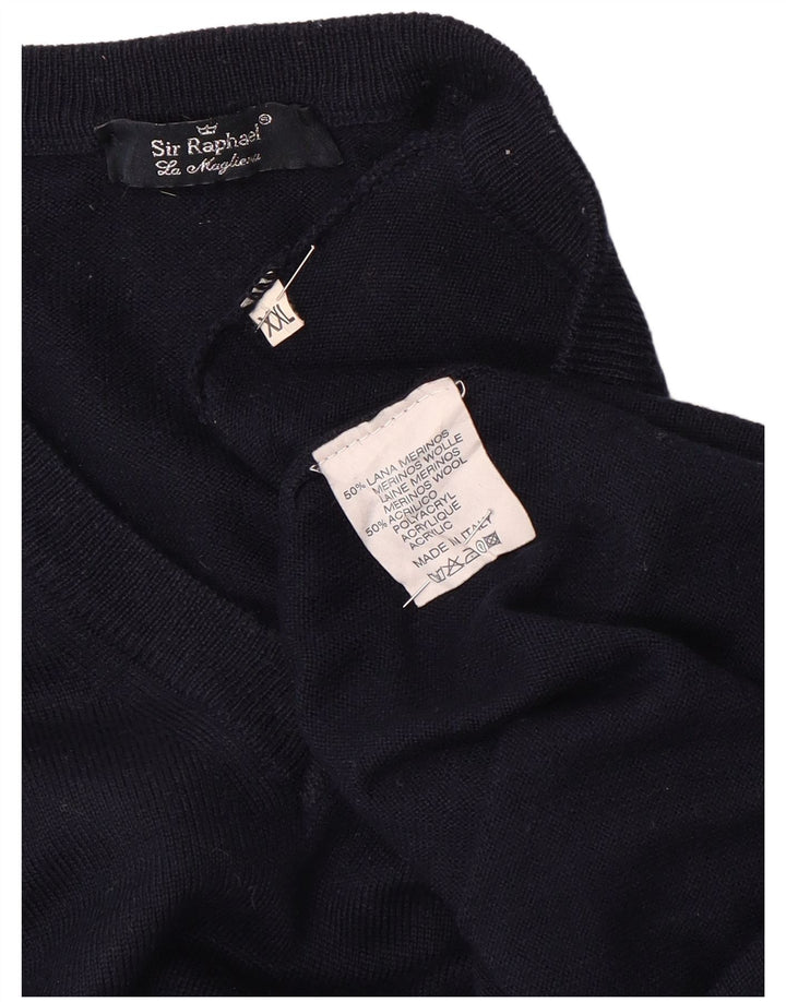 SIR RAPHAEL Herren-Pullover mit V-Ausschnitt, 2XL, Marineblau, Acryl