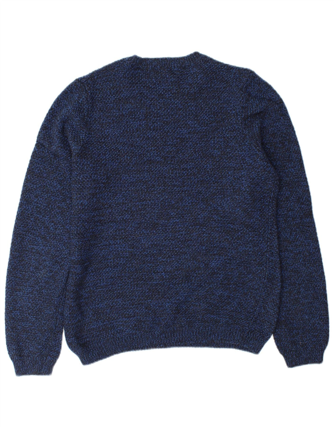 Marks & Spencer Herren-Pullover mit Rundhalsausschnitt, klein, blau gefleckte Baumwolle