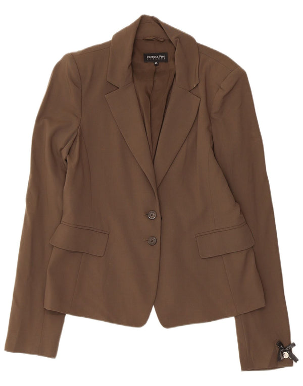 PATRIZIA PEPE Damen 2-Knopf-Blazerjacke IT 46 Große braune Schurwolle