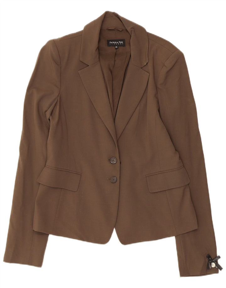 PATRIZIA PEPE Damen 2-Knopf-Blazerjacke IT 46 Große braune Schurwolle