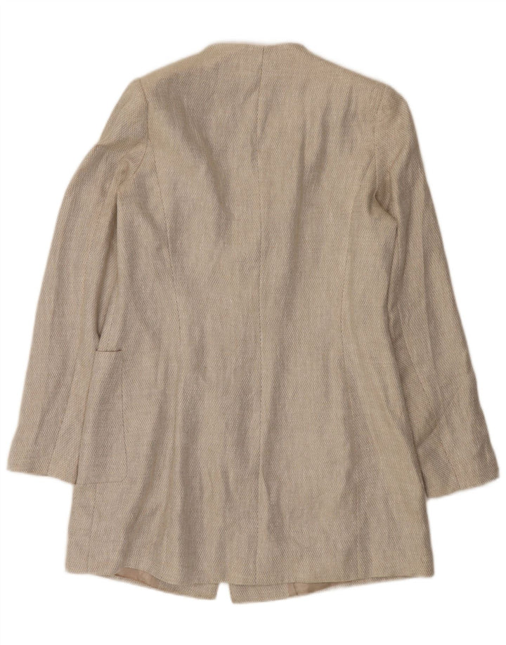 Zara Womens Open Overcoat UK 12 Medium Beige Leinen