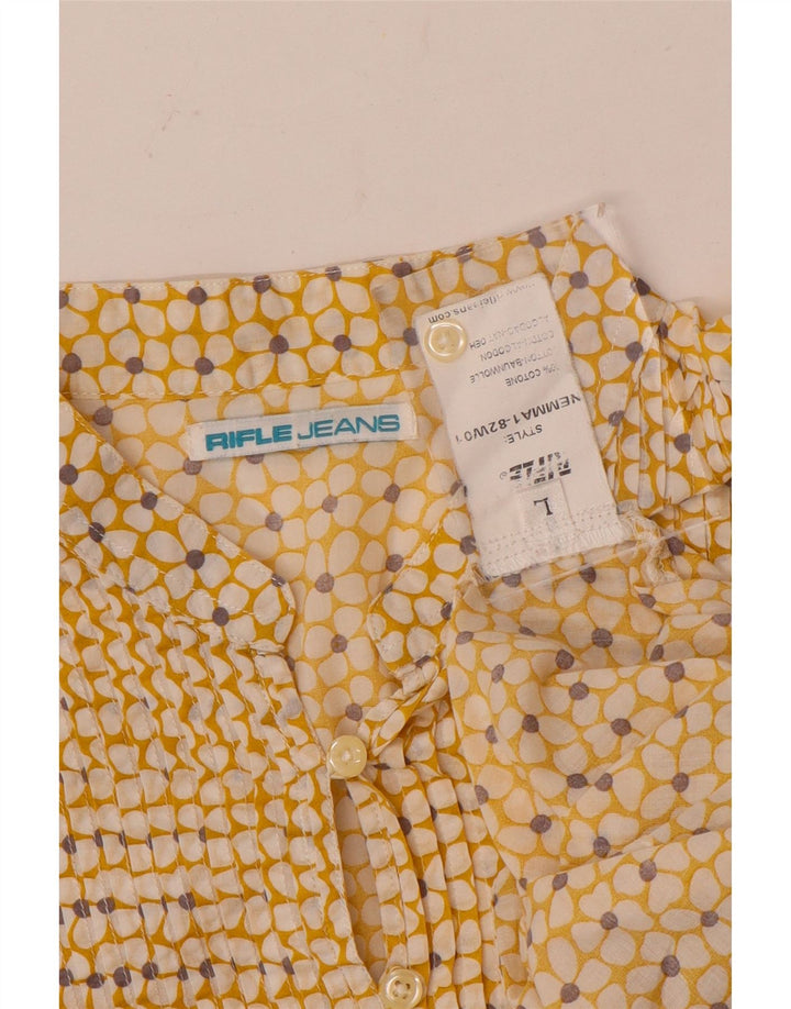 Rifle Damen-Pullover-Hemd, UK 16, groß, gelbe Baumwolle mit Blumenmuster