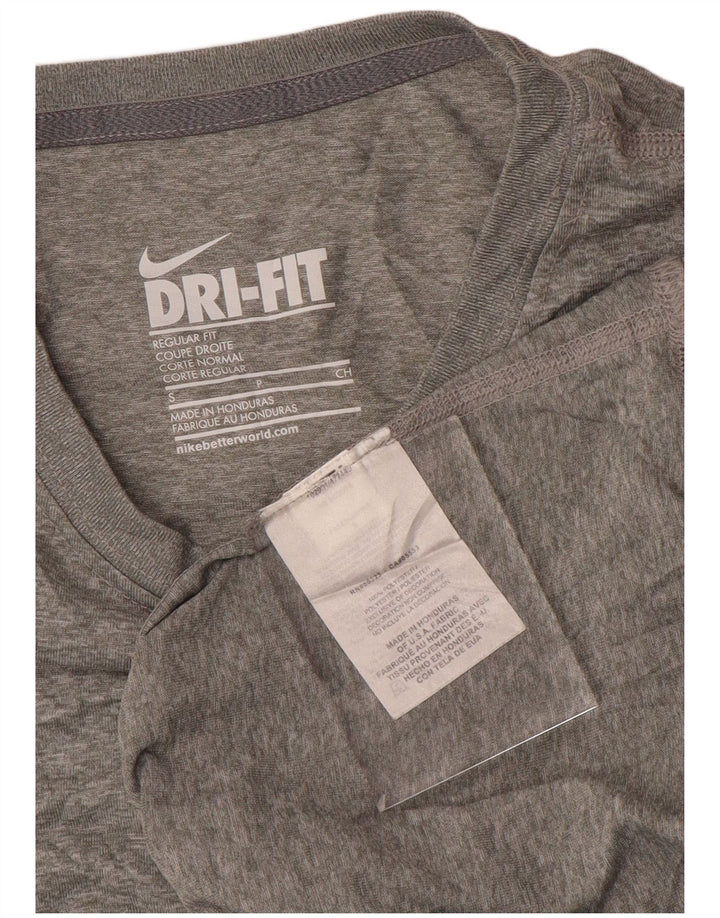 Nike Damen Dri Fit Regular Fit Top Langarm UK 10 Small Grau Polyester