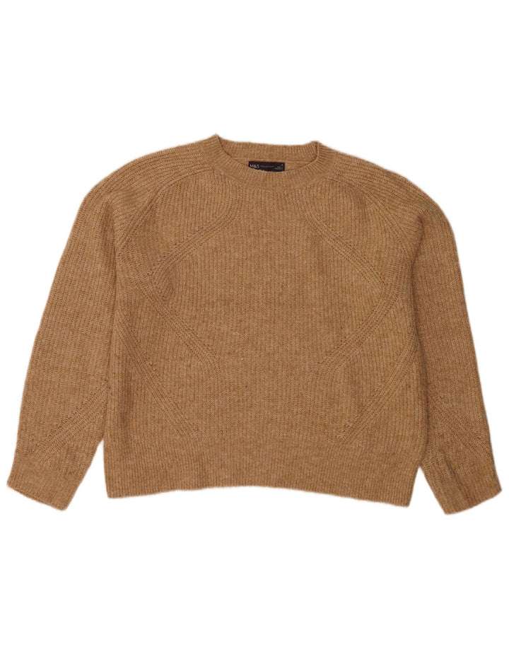 Marks & Spencer Damen-Pullover mit Rundhalsausschnitt, Gr. 14, mittelbraun gefleckt