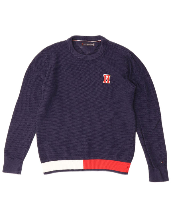 Tommy Hilfiger Jungen-Pullover mit Rundhalsausschnitt, 9–10 Jahre, Marineblau