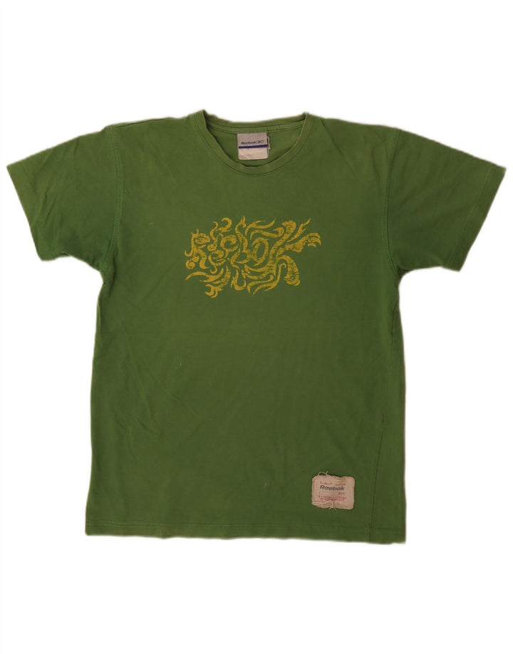 Reebok Herren Grafik T-Shirt Top Small Grün Baumwolle