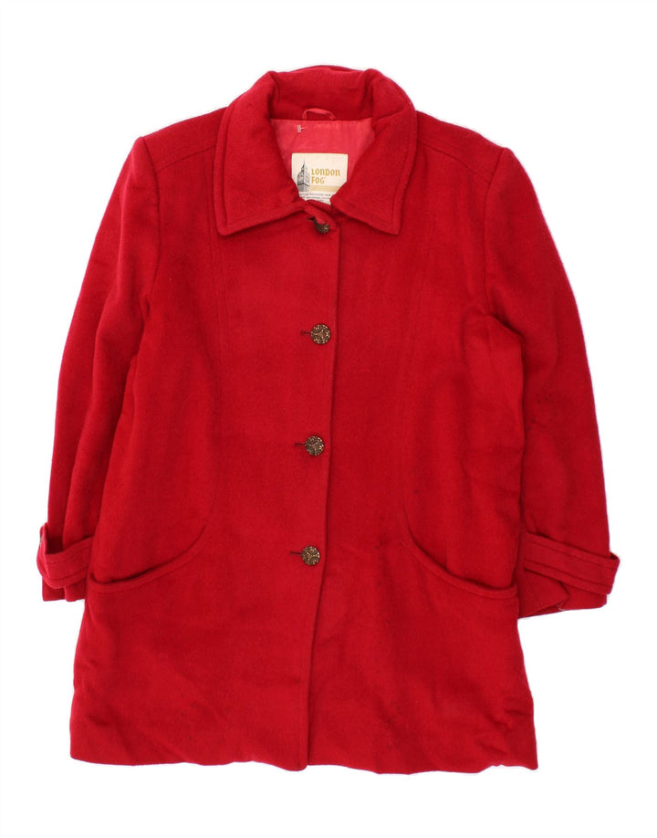 LONDON FOG Womens Overcoat UK 14 Medium Red Wool Vintage London Fog and Second-Hand London Fog from Messina Hembry 