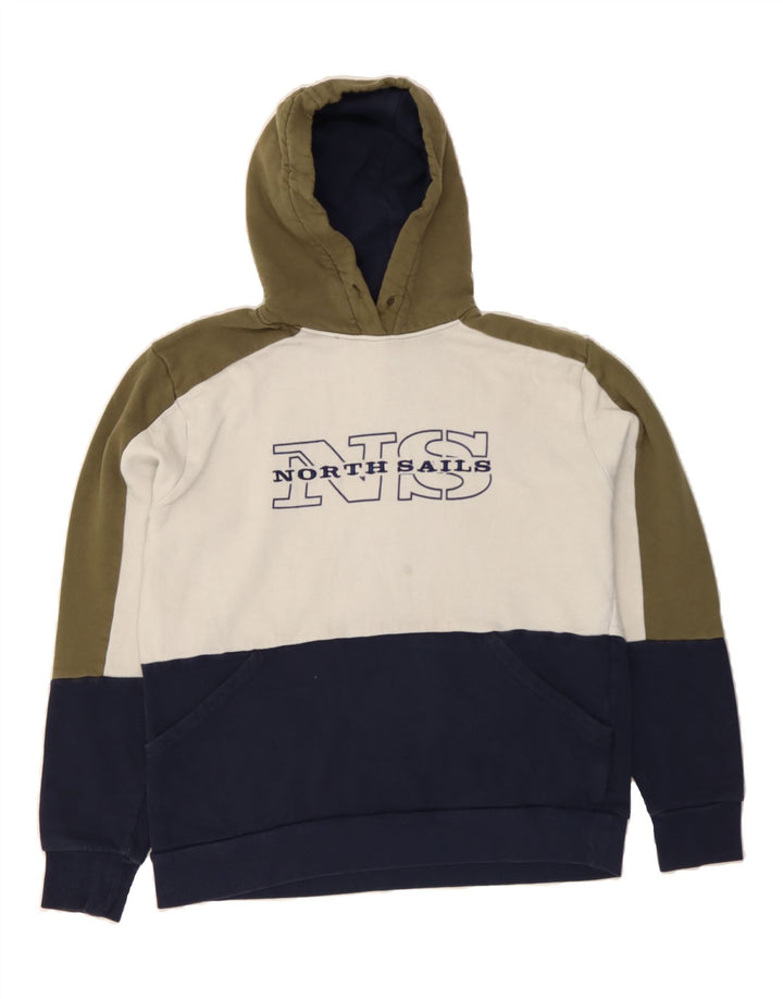 NORTH SAILS Mens Graphic Hoodie Jumper Medium Multicoloured Colourblock Vintage North Sails and Second-Hand North Sails from Messina Hembry 
