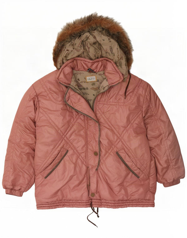 Skiss Damen-Skijacke mit Kapuze, übergroß, EU 44, XL, rosa, Polyester