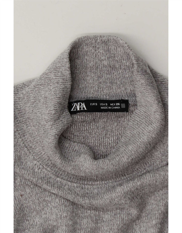Zara Damen Crop Turtle Neck Pullover Pullover UK 10 Small Grau