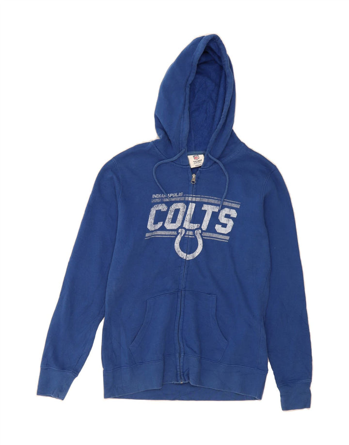 NFL Womens Colts Graphic Zip Hoodie Sweater UK 14 Medium Blue Vintage NFL and Second-Hand NFL from Messina Hembry 