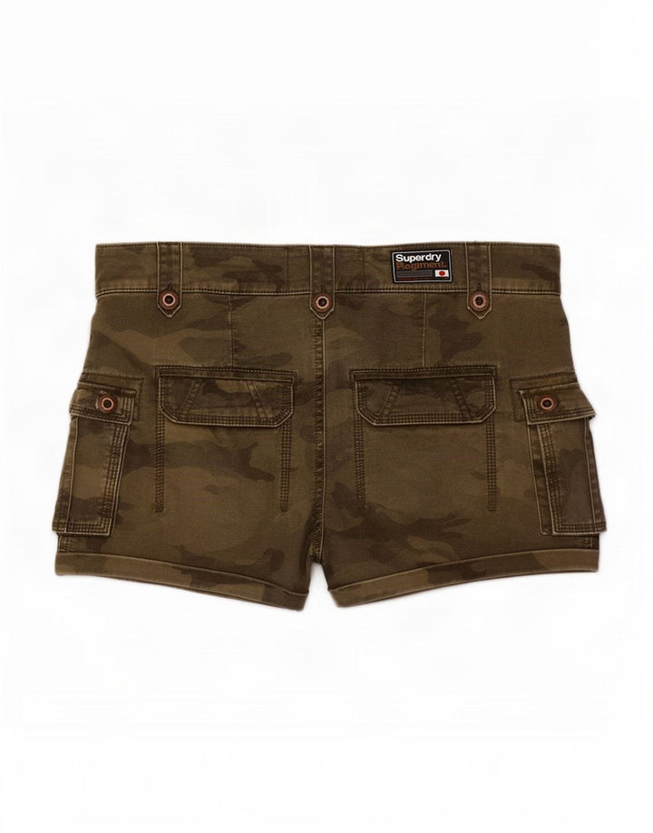 Superdry Damen Cargo-Shorts, Größe S, Größe 30, grün, Camouflage-Baumwolle