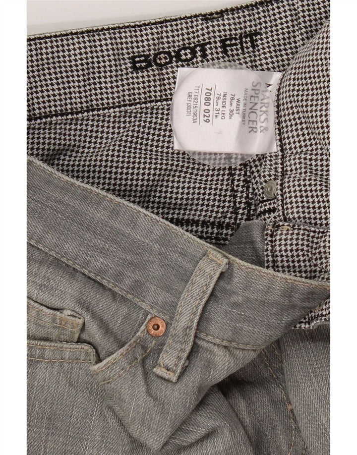 Marks & Spencer Herren Bootcut Jeans W30 L26 Graue Baumwolle